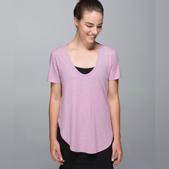 lululemon athletica Tops - Lululemon Yogini 5 Year Short Sleeve Tee
Heathered Mauvelous / Purple Fog